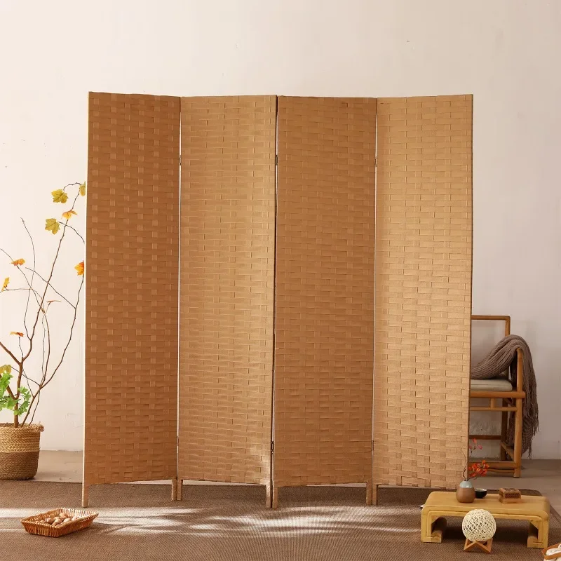 Double-sided Ice Ribbon Braided Simple Bedroom Entrance Partition Movable New Chinese Hotel Mobile Foldable Screen