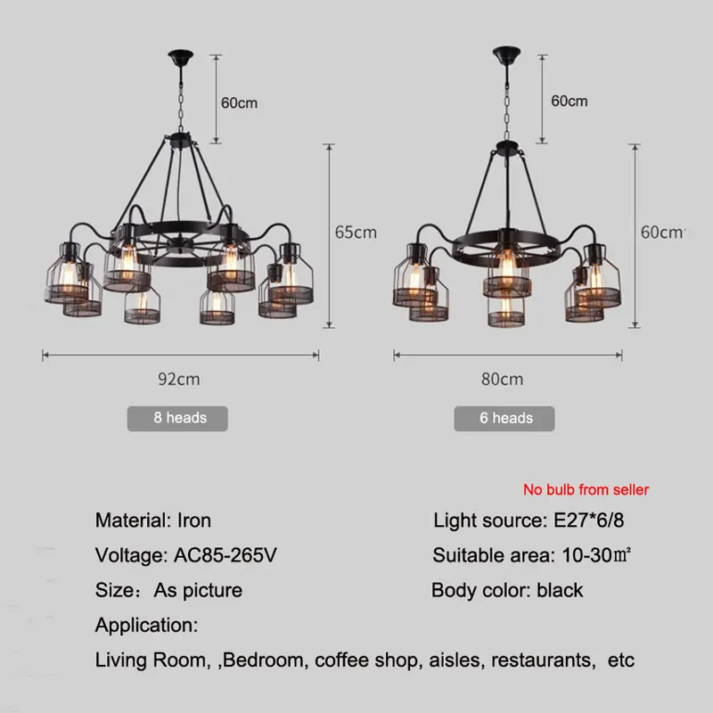 American Retro Industrial Wind Hanging Lamps Loft Creative Restaurant Clothing Store Bar Personalized Cafe Nostalgic Iron Light