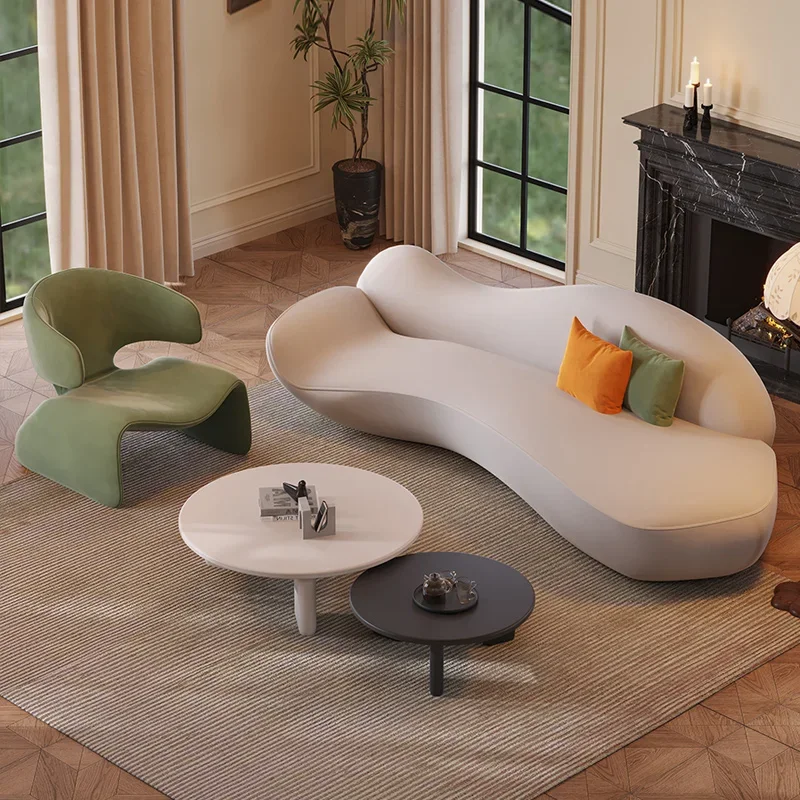 

Modern Living Room Sofas European Minimalist Nordic Curved Designer Single Lazy Couch Cloud Small Velvet Canape Salon Furniture