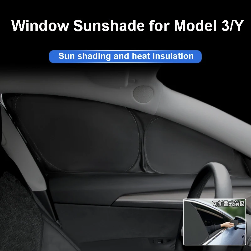 Car Side Window Sunshade for Tesla Model 3 Y Front Rear Door Windshield Heat Insulation Privacy Curtain Outdoor Whole Shading