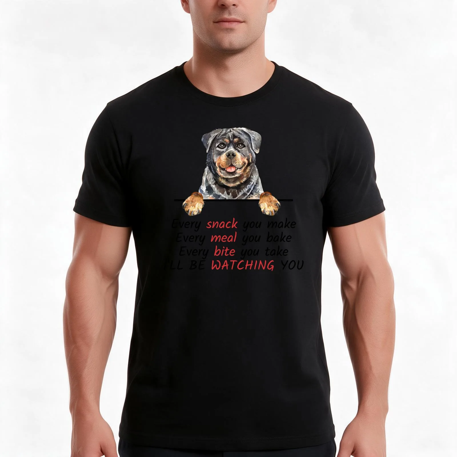 Every Snack You Make I'll Be Watching You Rottweiler Dog Owner T-Shirt Summer Casual Cotton Tee Oversized Streetwear Tops