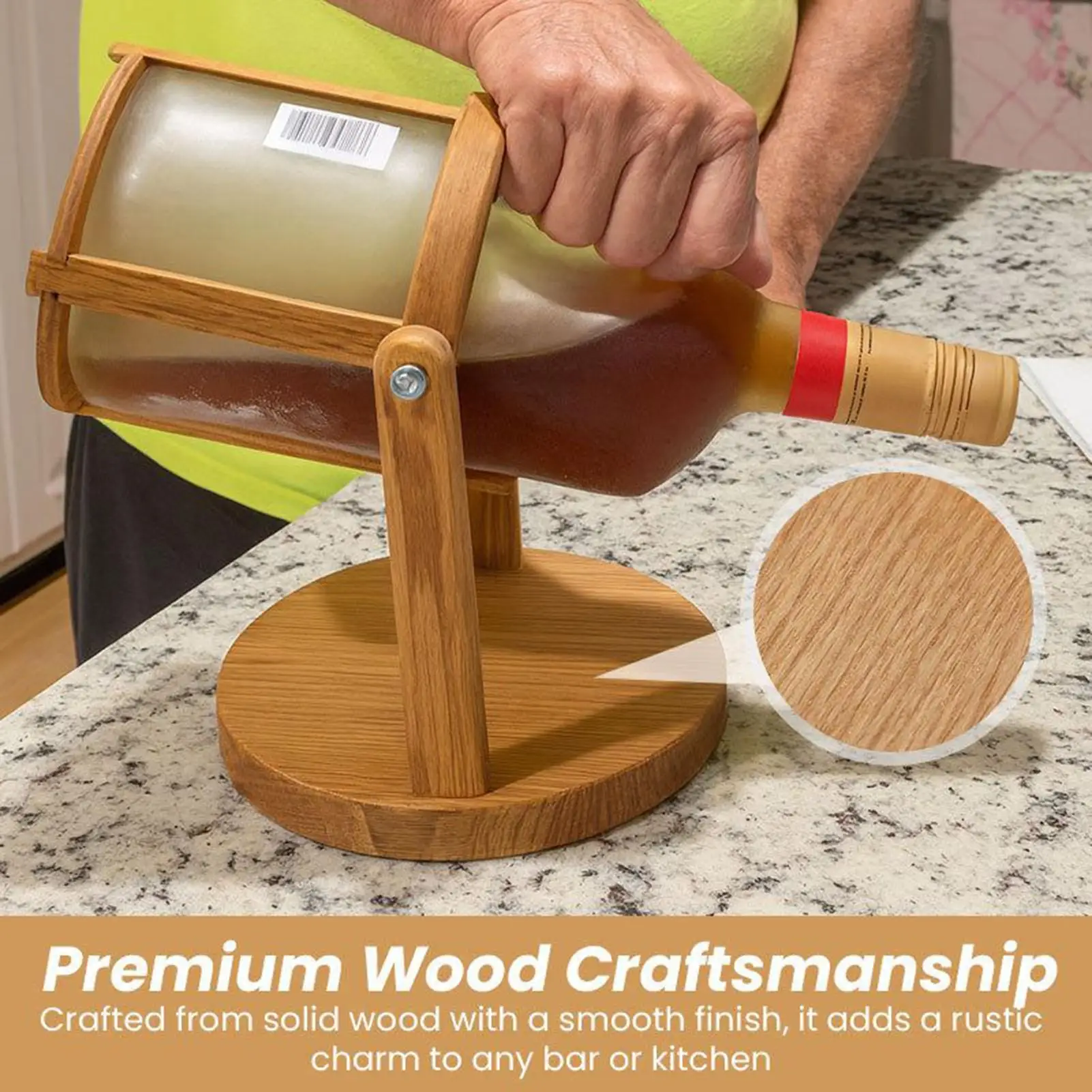 

Wine Stand Wooden Whiskey Bottle Stand 180 Swivel Wooden Wine Pouring Holder For Cocktail Whiskey Home Party Bar Wedding