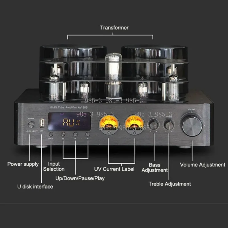 High Power Tube Amplifier, COAX / OPT Power USB, Home Theater Player, Bluetooth 5.0 Audio Speaker Amplifier, 200W+200W view 5