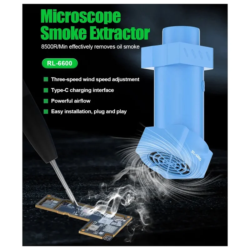 

ABSQ-Microscope Smoke Extractor Smoke Exhaust Fan Tool Type-C Powered By Microscopes Powerful Airflow