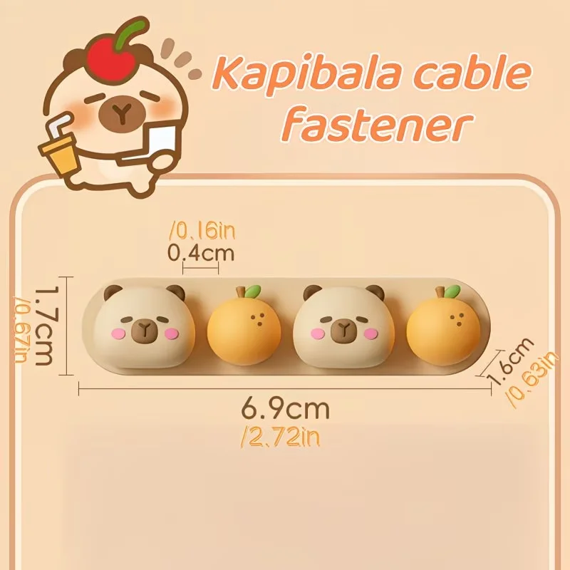 Kapibala Cable Fixing Device for Desktop Data Cable Organization, Silicone Non-Punching Winding Device, Cute Cartoon Storage