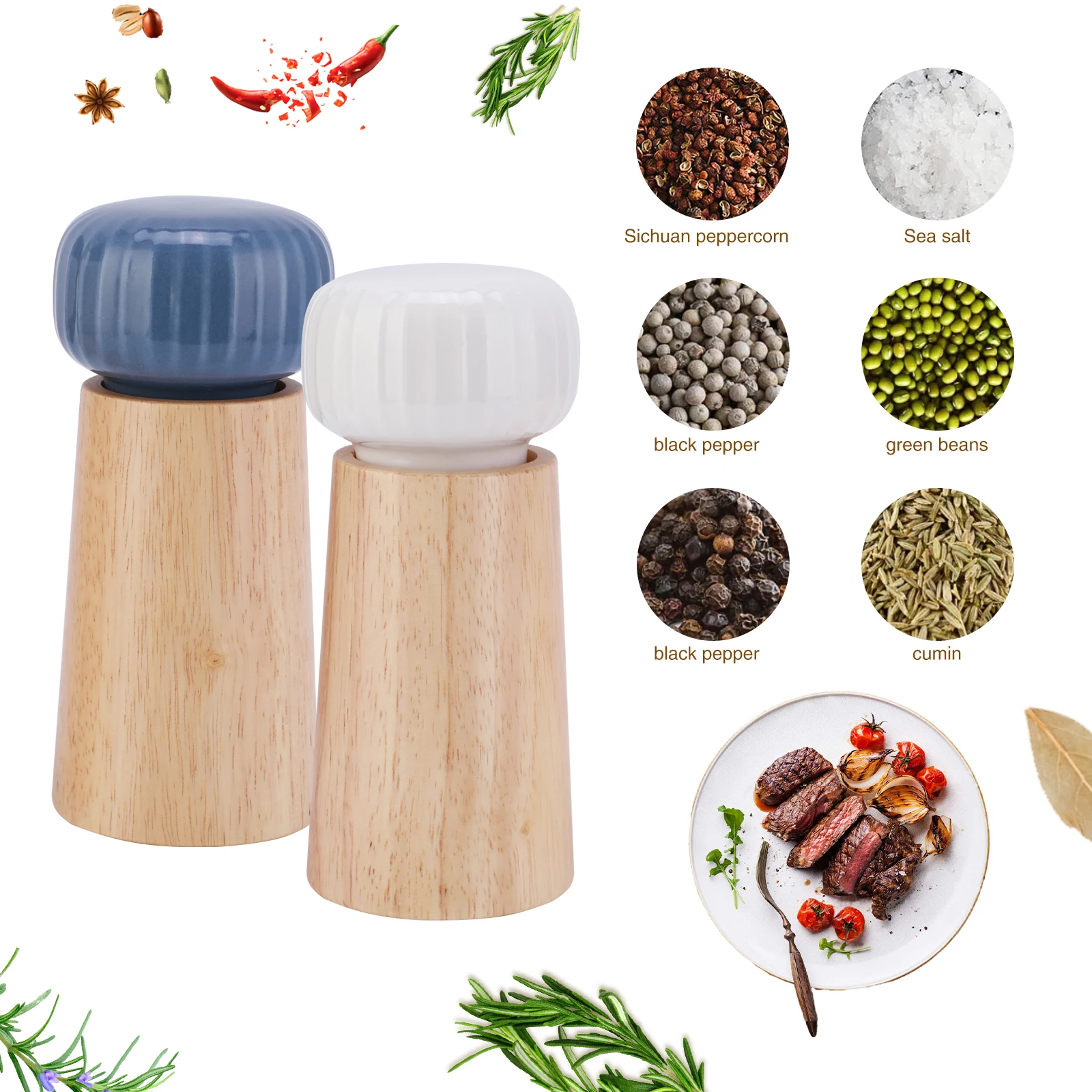 2 piece salt and pepper set, 6