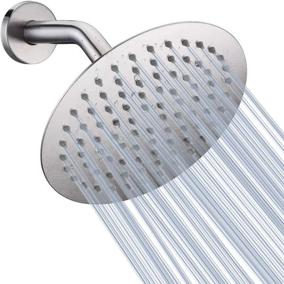 8 Inch Rainfall Shower Heads Brushed Stainless Steel Round Showerhead Ultra Thin Bathroom Pressurized Shower Head Accessories