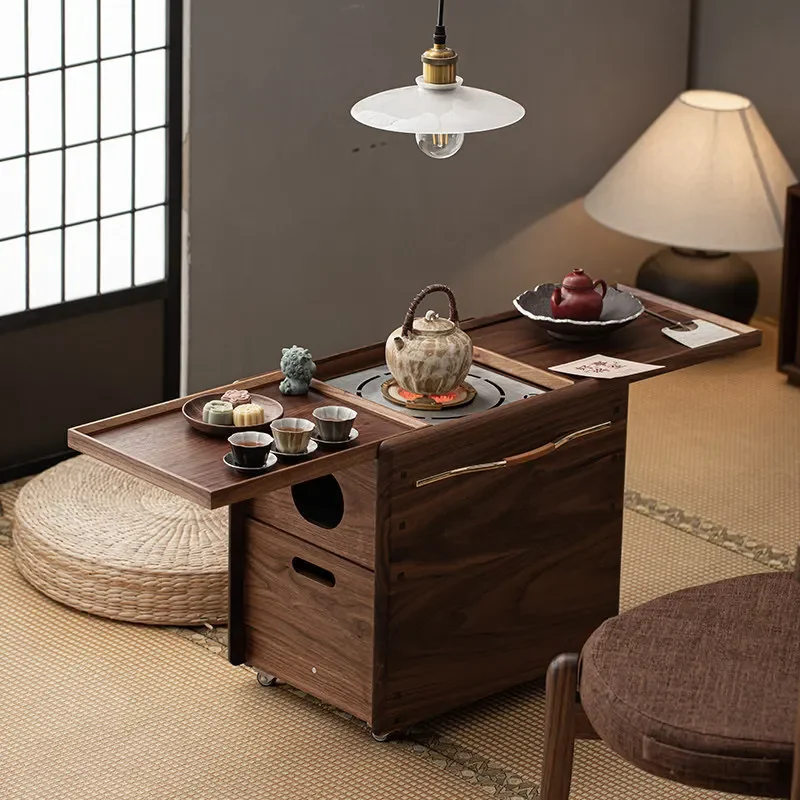 Solid wood enclosed stove to make tea Household warm tea Indoor roasting stove set Charcoal stove Tea table