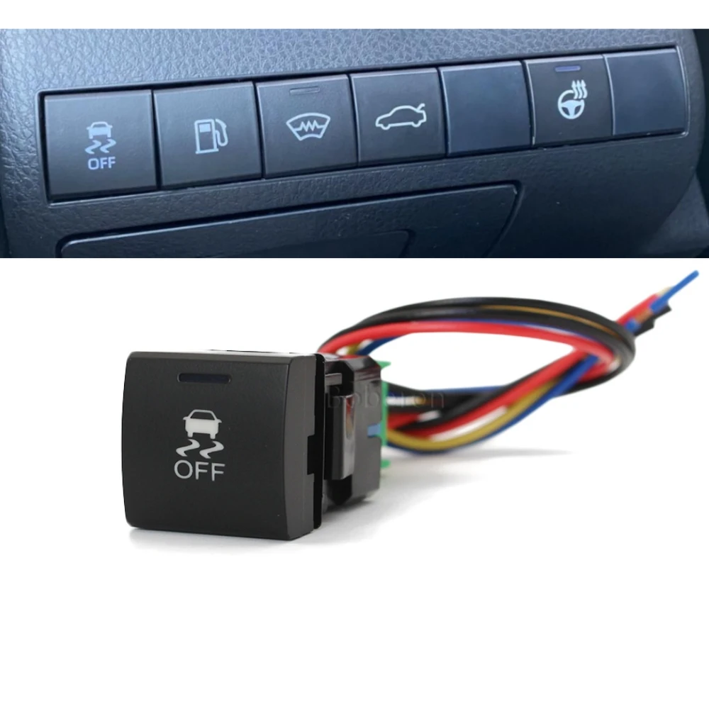 Car Anti Side Slip Power Off Push Button Switch Modified Switch with Wire for Toyota Camry Altis Hilux LC300 2018 Rav4 Prado 150