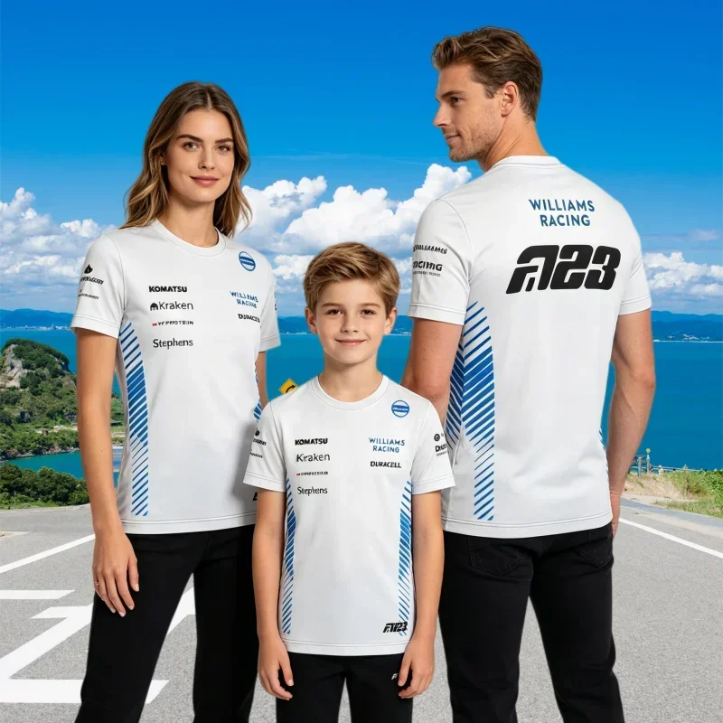 Beliebtes 3D-gedrucktes Racing Williams Fan-Shirt, atmungsaktives, schnelltrocknendes Freizeit-T-Shirt für Outdoor-Sport, Familien- und Kinder-T-Shirt – Detail 2