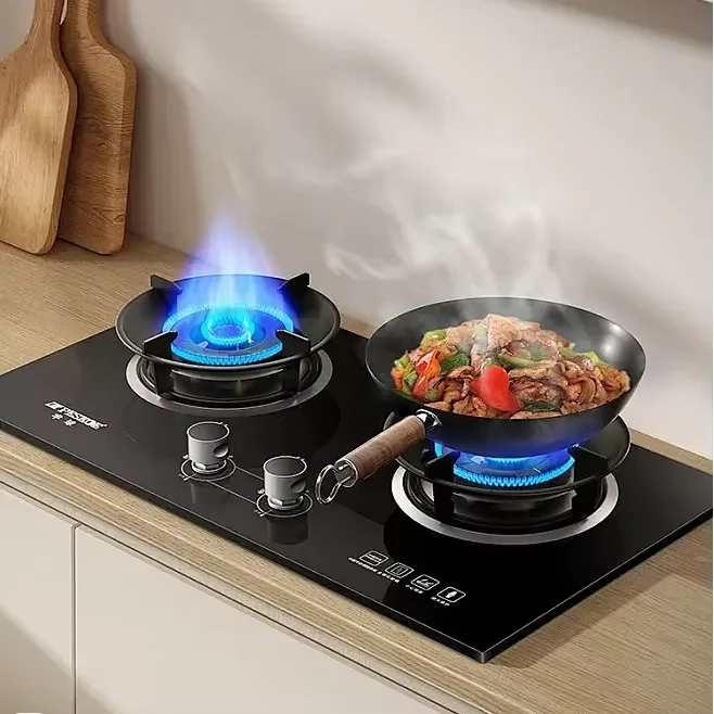 Easy to Clean Auto Ignition Gas Stove 7.2kw 2 Burners Tempered Glass Built-in gas cooker for Indoor Cooking