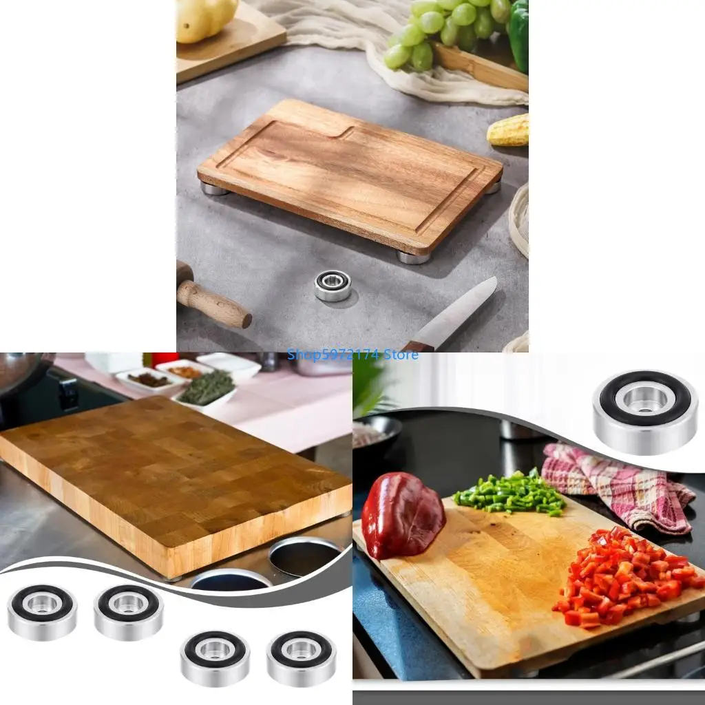Y3NB 4Pcs Stainless Steel Cutting Board Feet Nonslip Rubber Pad For Kitchen Countertops Cabinets And Workstations
