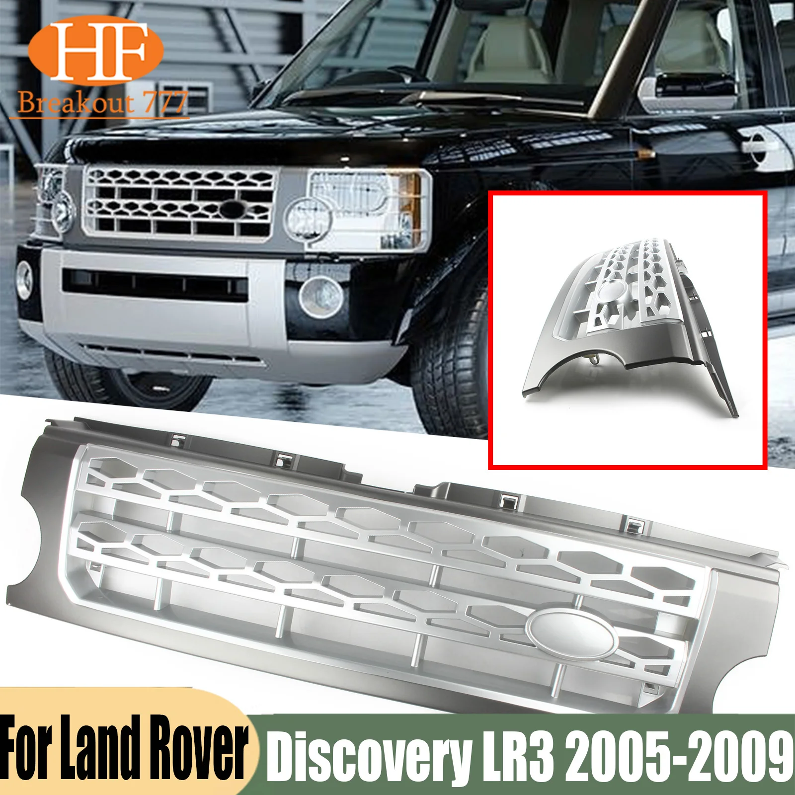 Car Front Bumper Grille Racing Grills Centre Panel Styling Upper Grill For Land Rover Discovery LR3 2005 2006 2007 2008 2009