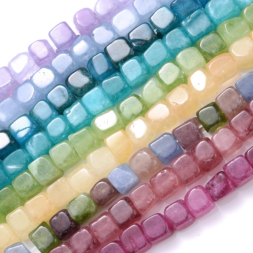 Natural Stone Crystal Apatite Tourmaline Morganite Beads 8x8mm for Women Jewelry Making DIY Bracelet Necklace Accessories 15\'\'