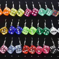 14mm Earring For Women Resin Handmade Cute Mini Colorful Dices Charms Drop Earrings Funny Gift