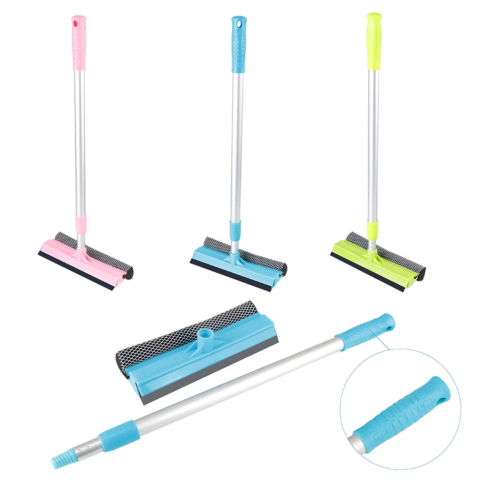 2 In 1 Car Windshield Wiper Foam Washer Brush Mop Window Glass Scraper Cleaner Household Cleaning Squeegee Sponge Telescopic Rod