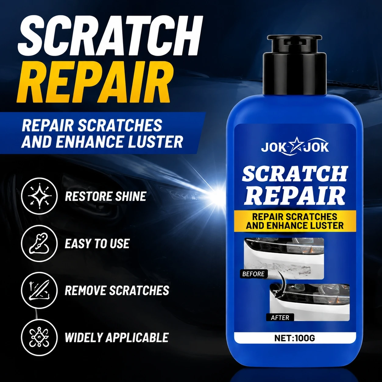 Scratch Repair Wax - Quick Scratch Removal for Cars, Multi-functional Polishing Protection Wax, for Minor Scratch Repair