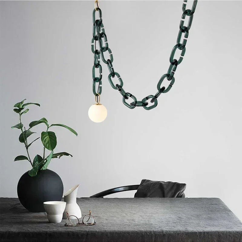 

Chain Chandelier Modern Artistic Glass Ball Suspension Hanging Lamp Living Room Bedroom Pendant Light