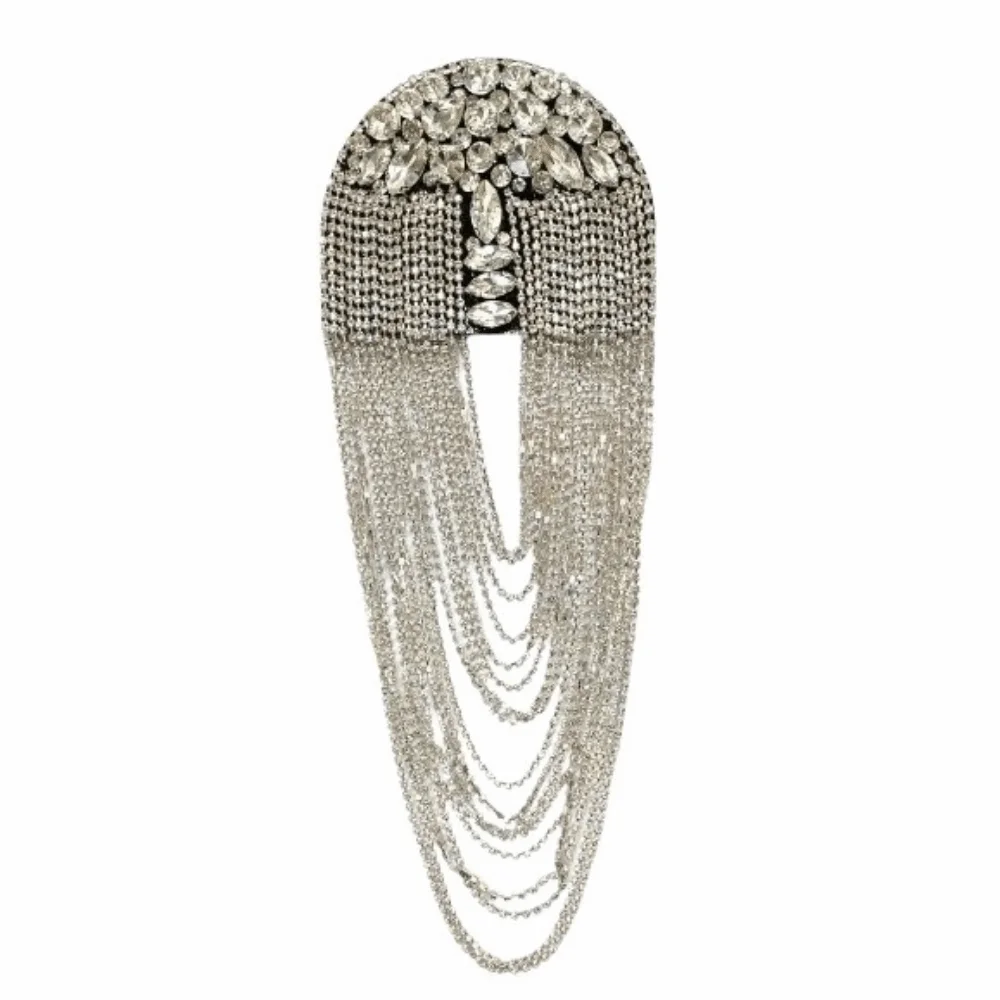 Alloy Tassel Epaulettes Decorative Rhinestone Shoulder Board Lightweight Reinforced Stitching Shoulder Mark Theatrical Cosplay