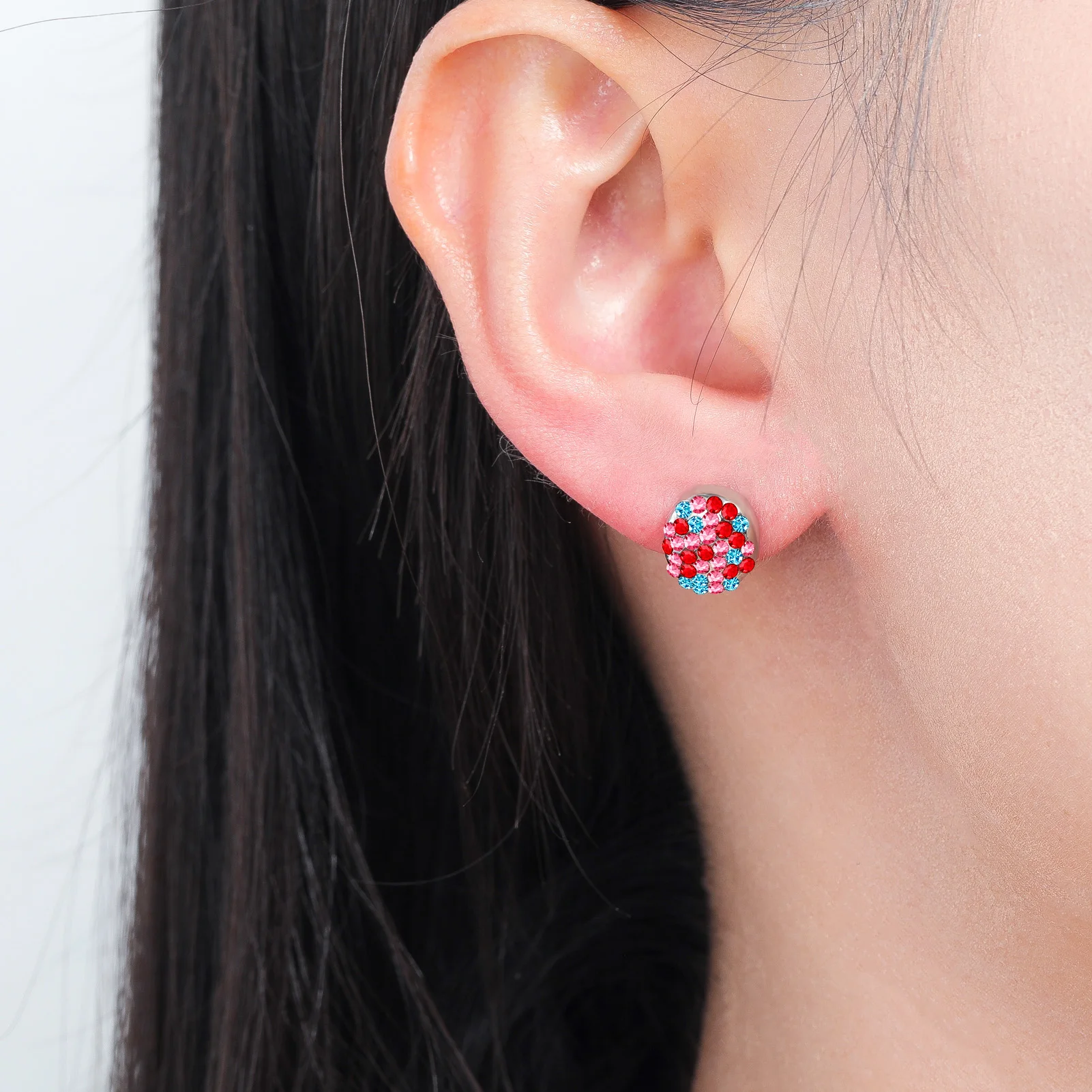 Eueavan 3D-Strass-Ohrstecker, Kristall-Ohrschmuck in Bohnenform, Edelstahl-Ohrringe für Damen, Urlaubsgeschenke, Großhandel – Detail 4