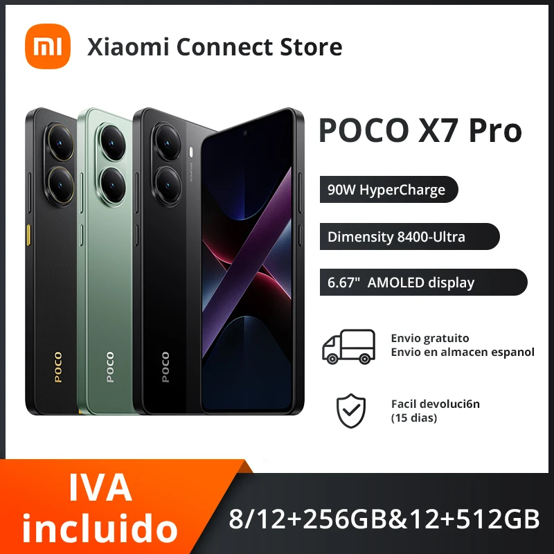 Version mondiale POCO X7 Pro 5G Smartphone Dimensity 8400-Ultra 90W HyperCharge 6000mAh Batterie 50MP Caméra NFC IP68 1.5K 120Hz