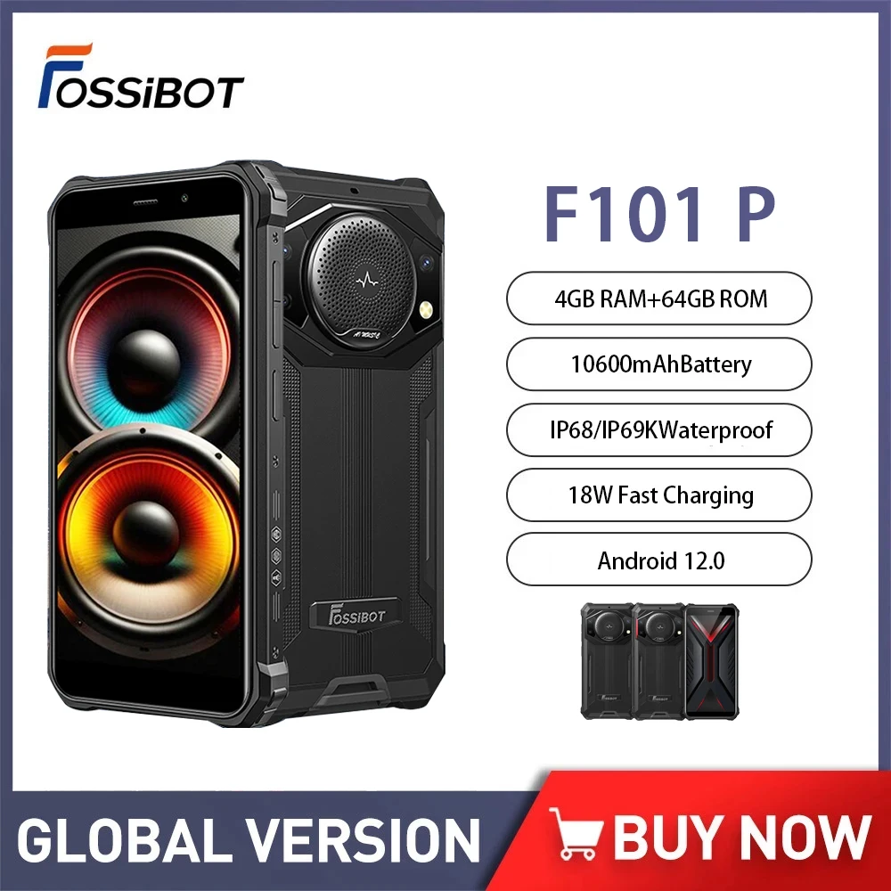 

FOSSiBOT F101 P Rugged Smartphone Android 10600mAh 24MP Camera 4GB+64GB Mobile Phone Octa Core 5.45" HD Cell Phone Large Speaker