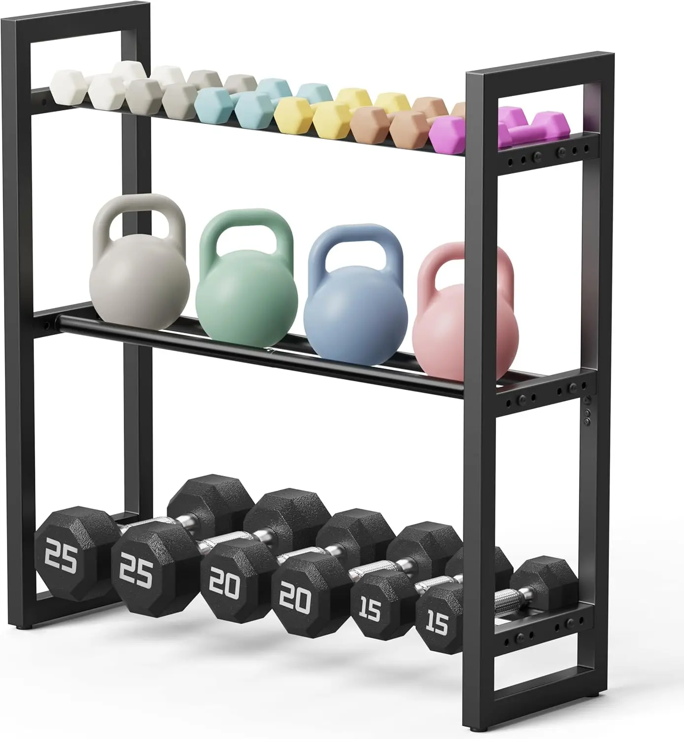 

3-Tier Adjustable Dumbbell Rack for Home Gym, 390 lb Capacity, Compact Storage Stand