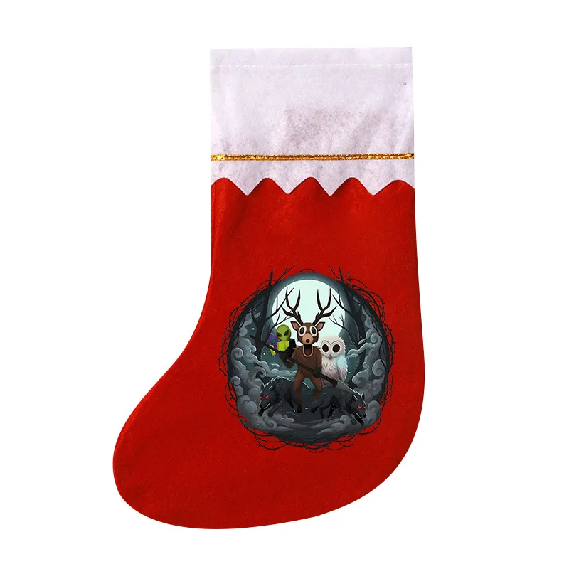 99 ليلة عيد الميلاد تخزين السنة الجديدة حفلة ديكور المنزل حقائب للهدايا في المشايا الكرتون أنيمي شجرة عيد الميلاد معلقة الجوارب #5