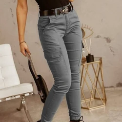 2024 Jesienne Solidne Spodnie Slim Wiosna Streetwear Moda Joggers Cargo Spodnie Casual Kieszenie Odzież Damska Pantalon Mujer 26211