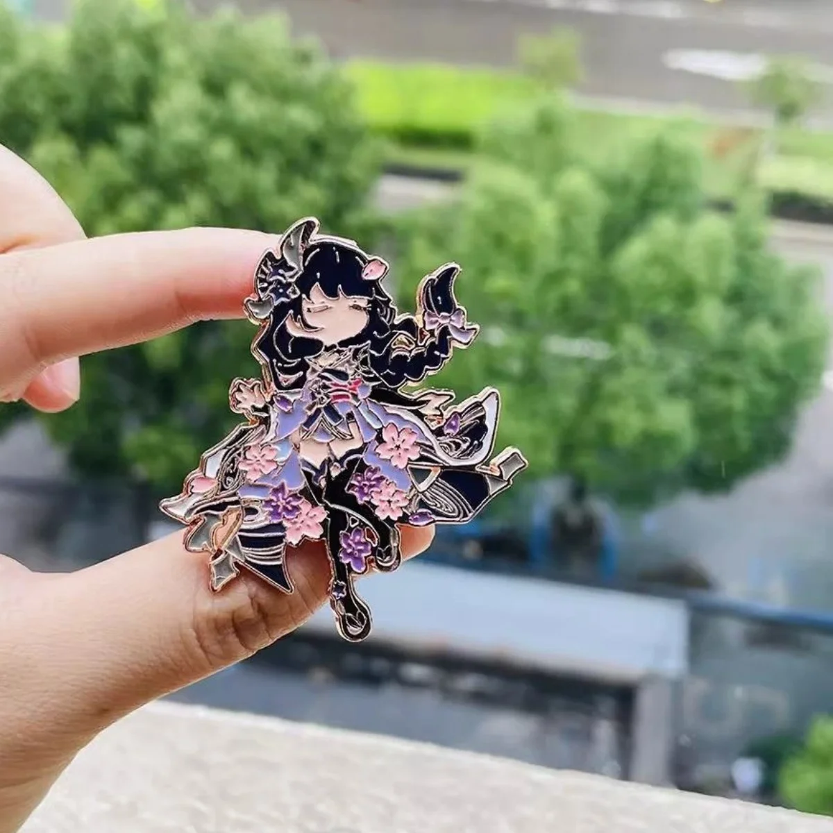 

Genshin Impact Peripheral Thunder General Badge Cartoon Metal Brooch Decoration Backpack Clothing Ornaments Christmas Gift