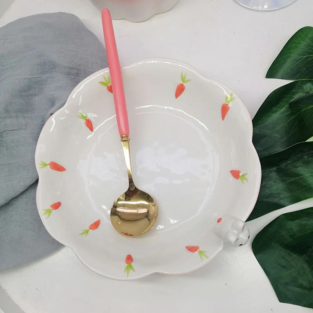 

Hand-Painted Rabbit Ceramic Plate Food Serving Tray Breakfast Dinner Salad Holder Cartoon Children Tableware Decorative Dish