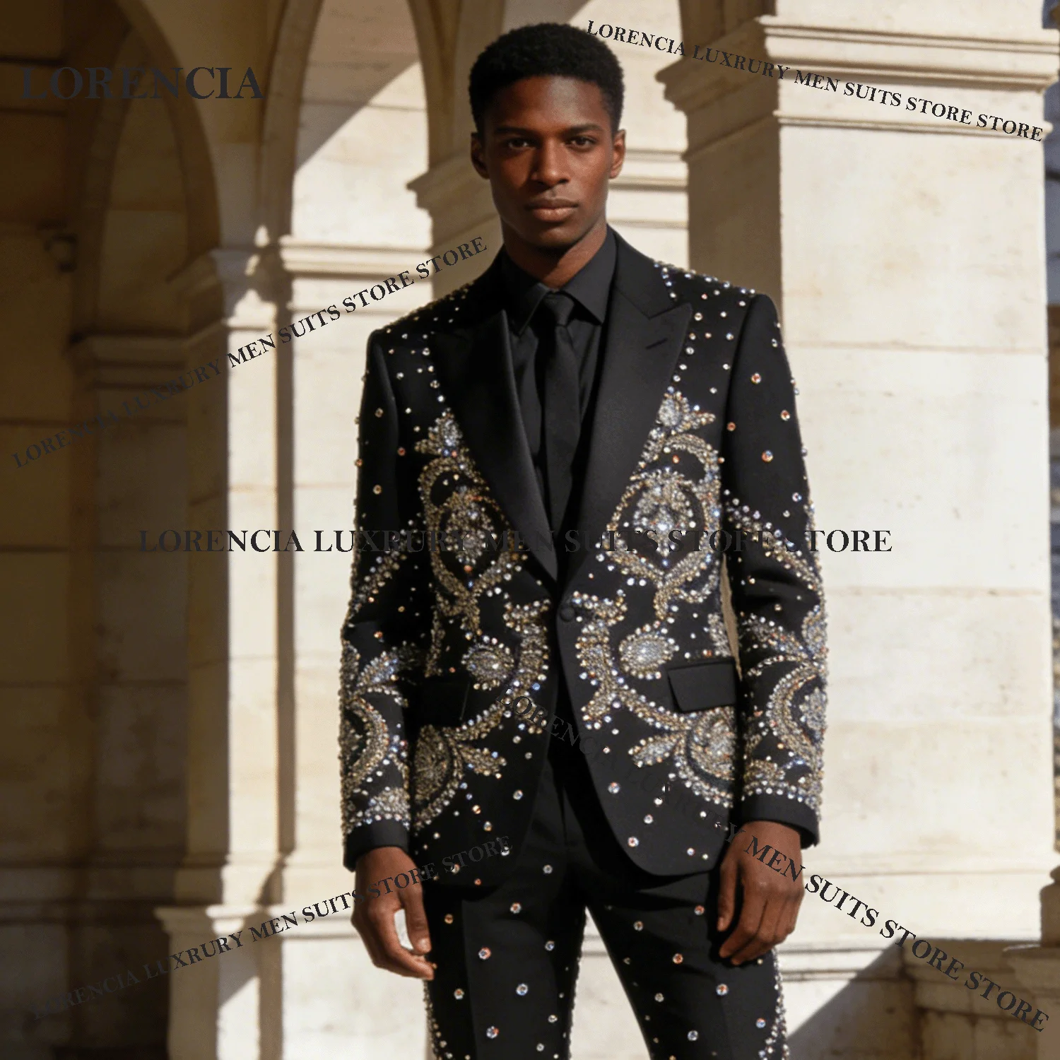 

Fashion Men Diamond Design Customized Suits Wedding Tuxedos Sparkly Exquisite Slim Ropa hombre 3 Pieces Sets Groom Male Blazers