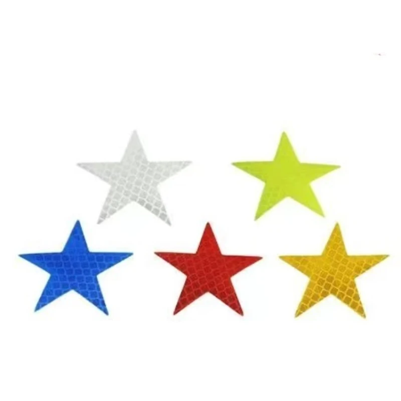 10 pçs criativo adesivos reflexivos carro e veículo elétrico decoração adesivos tiras de segurança cinco pontas estrela aviso adesivos