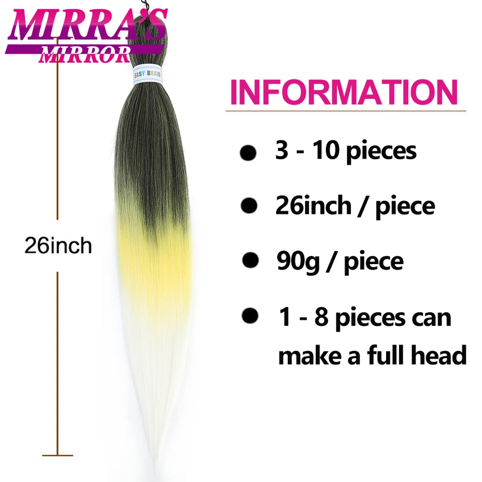 1/3/6 piezas extensiones para trenzas preestiradas yaki sintético crochet se ajusta con agua caliente verde rosa naranja amarillo 4
