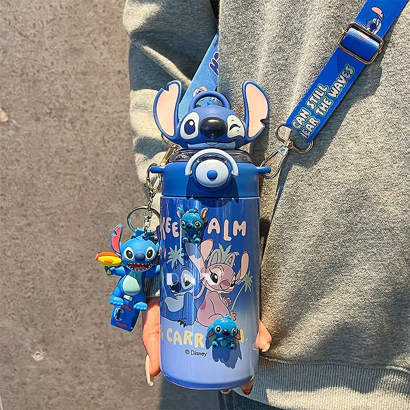 Disney Stitch Insulated Stainless Steel Mug 600ml Oversized Portable Water Bottle Stainless Steel Straw Mug with Lid For Kids