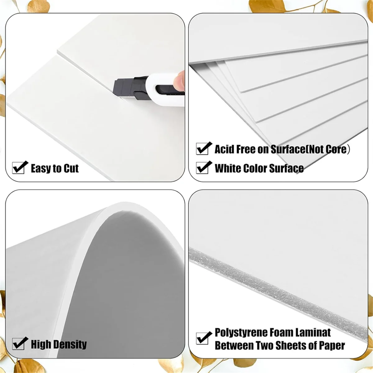 ABNJ 50 Pack Foam Boards 1/8 Inch Thickness Foam Poster Boards for Presentation Board for School Crafts Office Art Projects