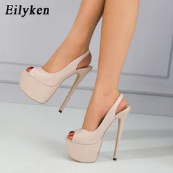 Eilyken 2024 nowa moda Peep Toe platforma Super cienkie obcasy seksowne letnie klapki kobiety imprezowe buty do striptizerek