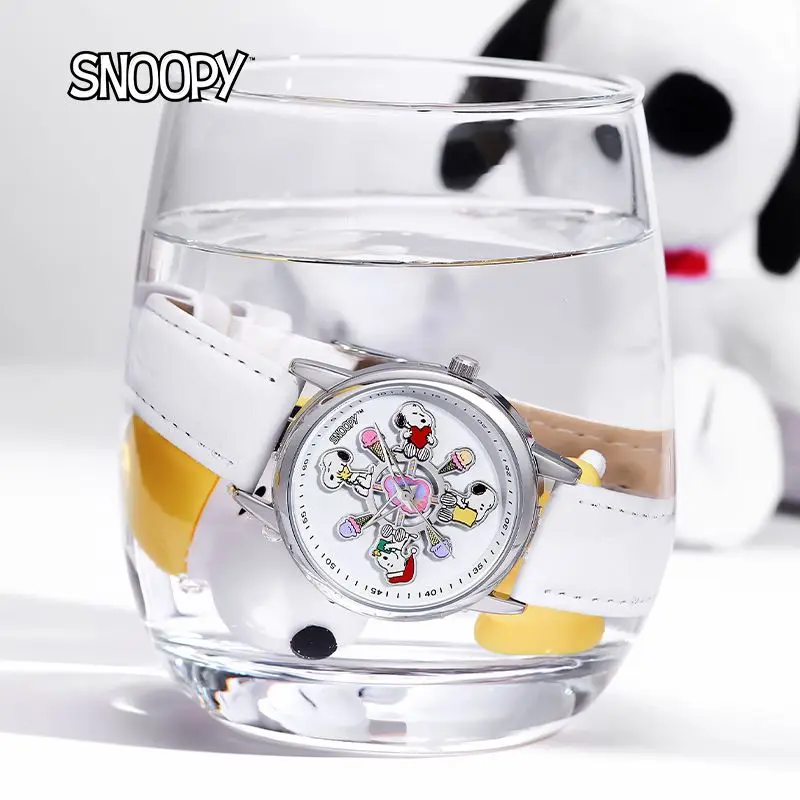 New Snoopy Animation Peripheral Cartoon Cute Waterproof Children\'s Watch Creative Kawaii Carousel Watch Holiday Gift Wholesale