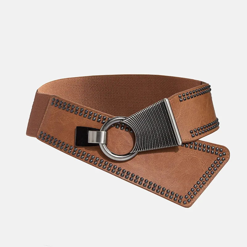 Cincher elastico in vita larga con rivetti casual alla moda da donna