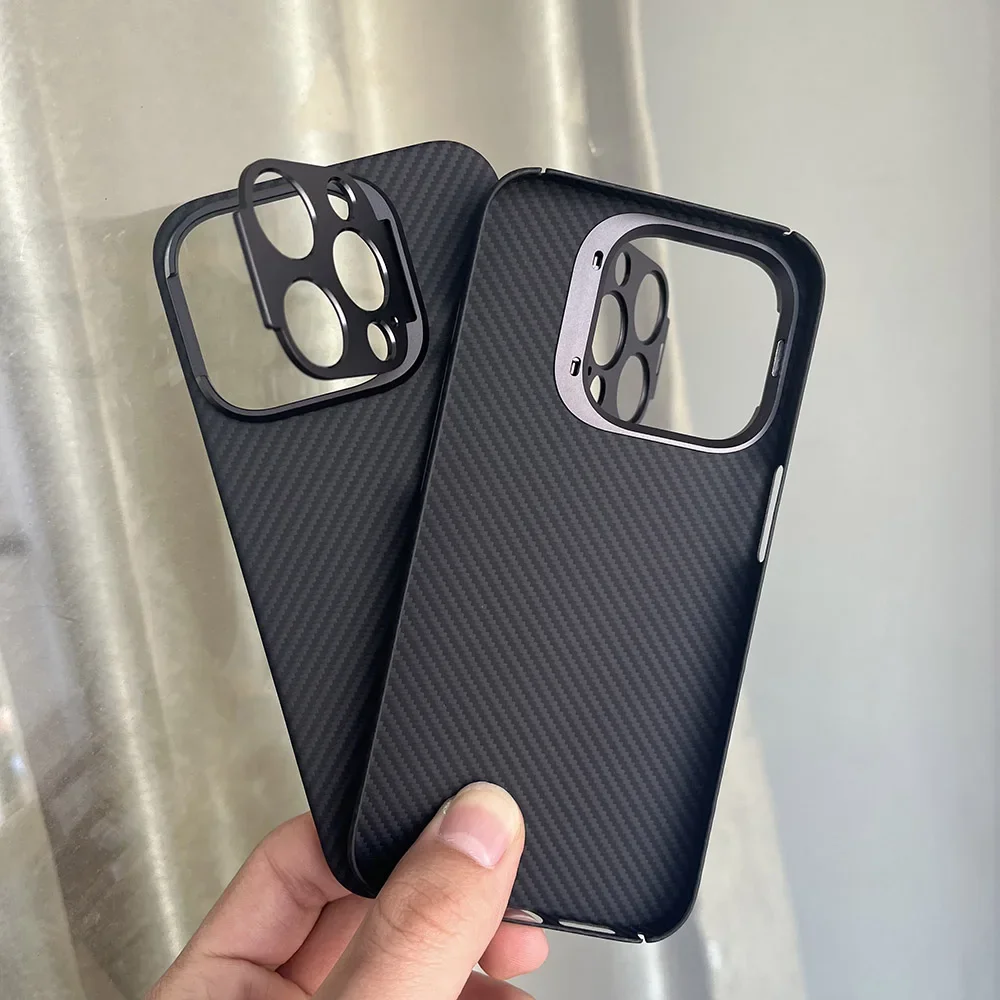 600Dcarbon fiber case for iPhone15 14 pro max Ultra-thin holder Metal ring aramid fiber cover for iPhone 15pro 14pro carbon case