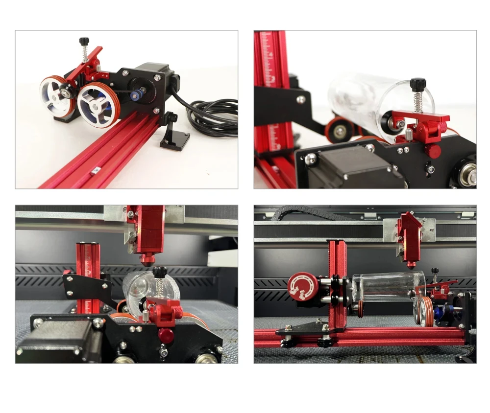 New roller/chuck rotary axis, fiber laser engraving and marking machine accessory, for engraving on cups and cylindrical objects