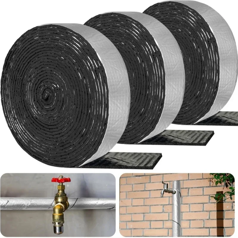 1/2 roll Fiberglass Outdoor Pipe Foam Insulation Tape Thermal Insulation Fireproof Waterproof Flame Retardant Weather Resistance