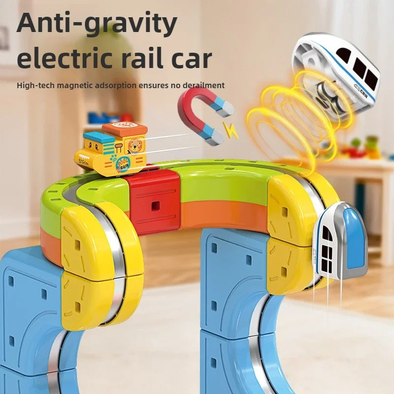 Juguetes de tren magnético para armar uno mismo para niños, vía de tren electrónica mágica, construcción de coches, juguete educativo para niños, regalo de Navidad