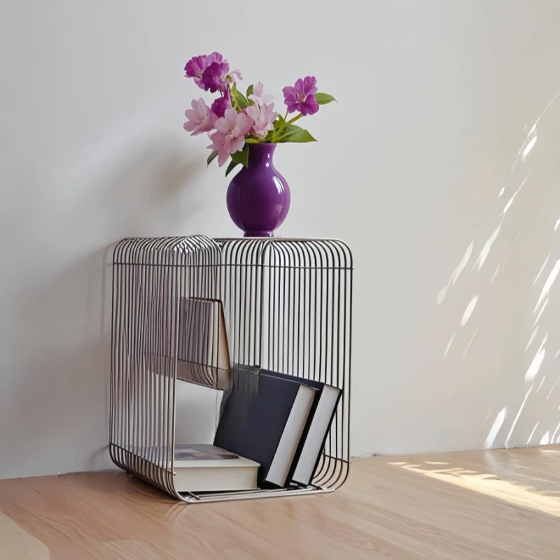 

Shelf Stainless Steel Small Coffee Table Simple Modern Creative Sofa Side Table Living Room Balcony Magazine