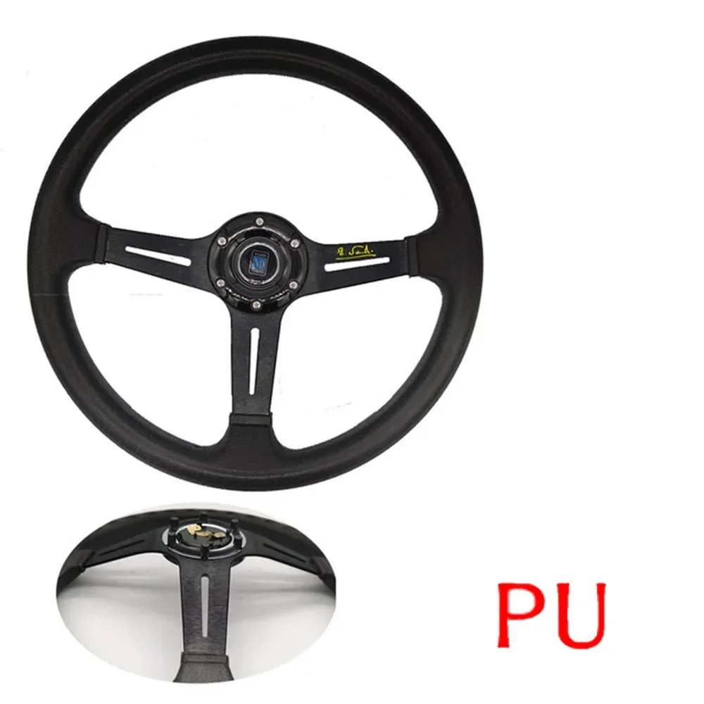 Universeel 14 inch ND PU autorace stuurwiel, diepe corn drifting sportstuurwiel met ND logo