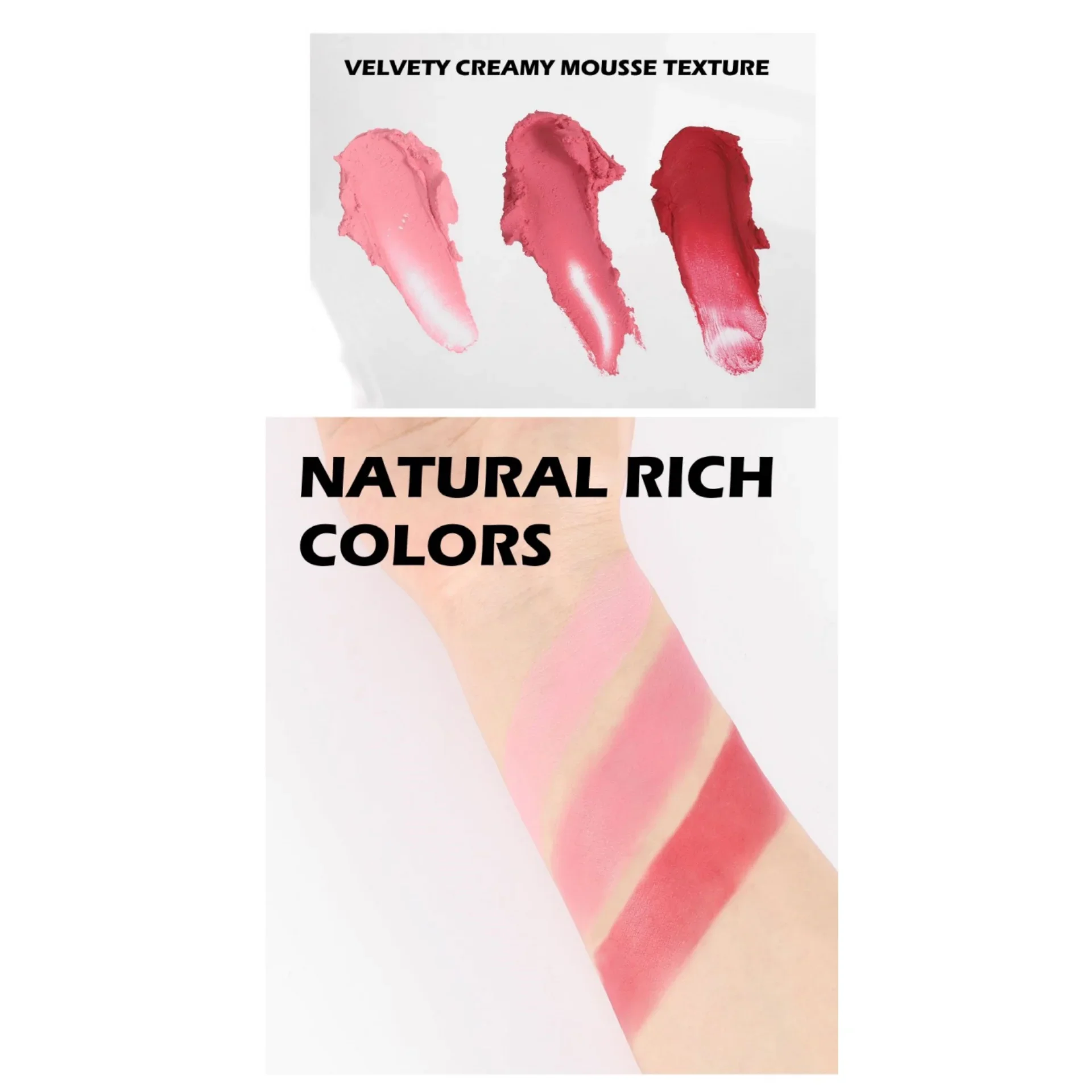 Handaiyan 3 cores blush paleta integrada aveludado suave de longa duração multifuncional bochecha sombra batom bandeja blush creme