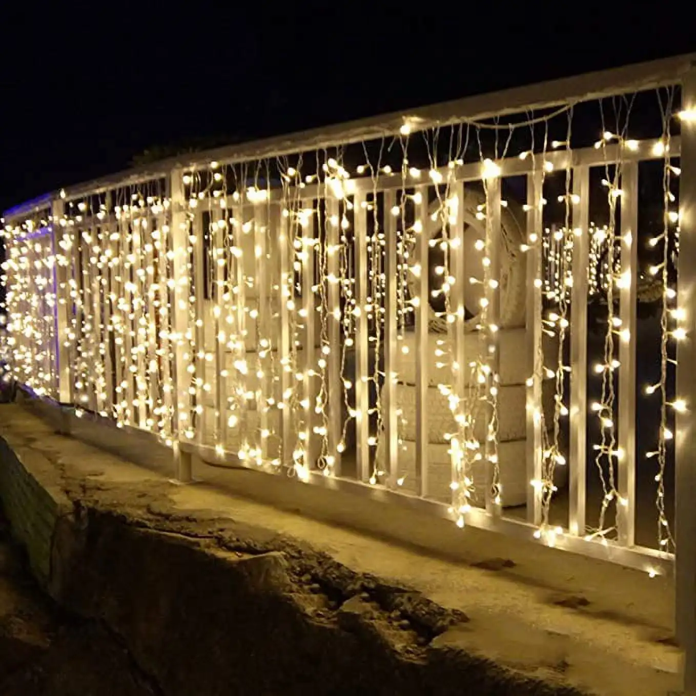 600 LED Window Curtain String Light for Wedding Party Home Garden Bedroom Outdoor Indoor Wall, Warm White