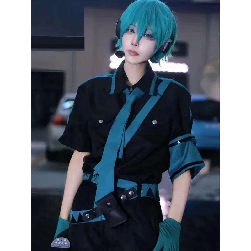 미쿠 러브 이즈 워 코스프레 의상 스트랩 디자인 드레스 애니메이션 롤플레잉 슈트 할로윈 카니발 파티 의상 여성 남성 소녀용