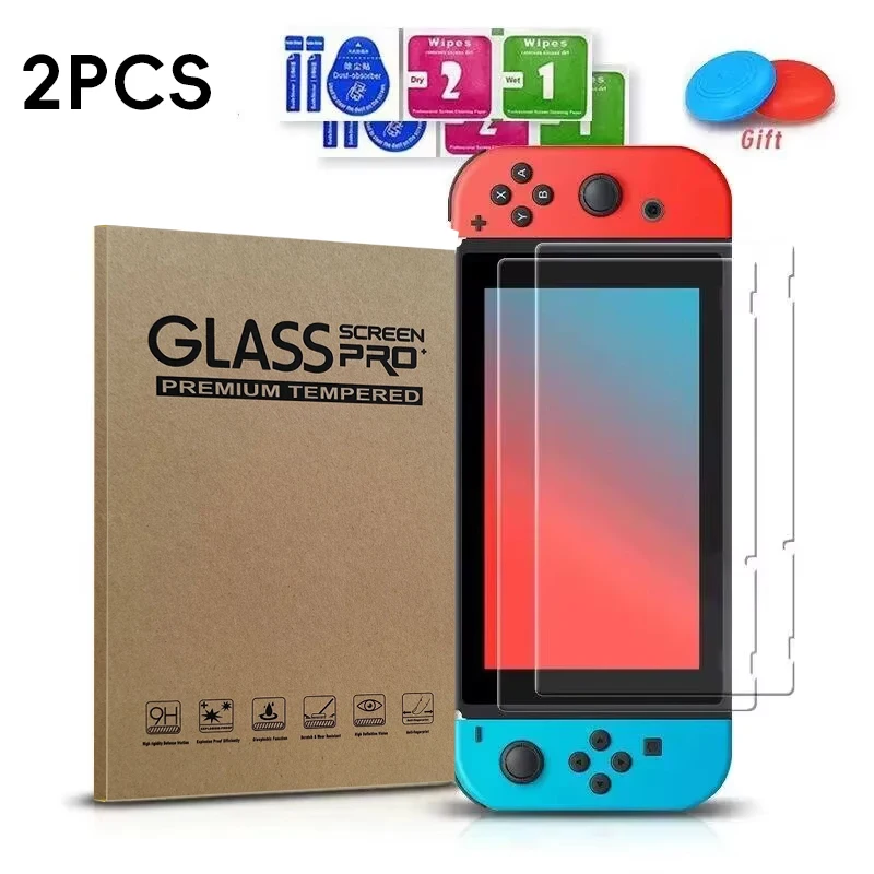 DATA FROG 2 Pack Tempered Glass Screen Protector for Switch Console HD Clear Anti Scratch Bubble Free Film Shield Cover