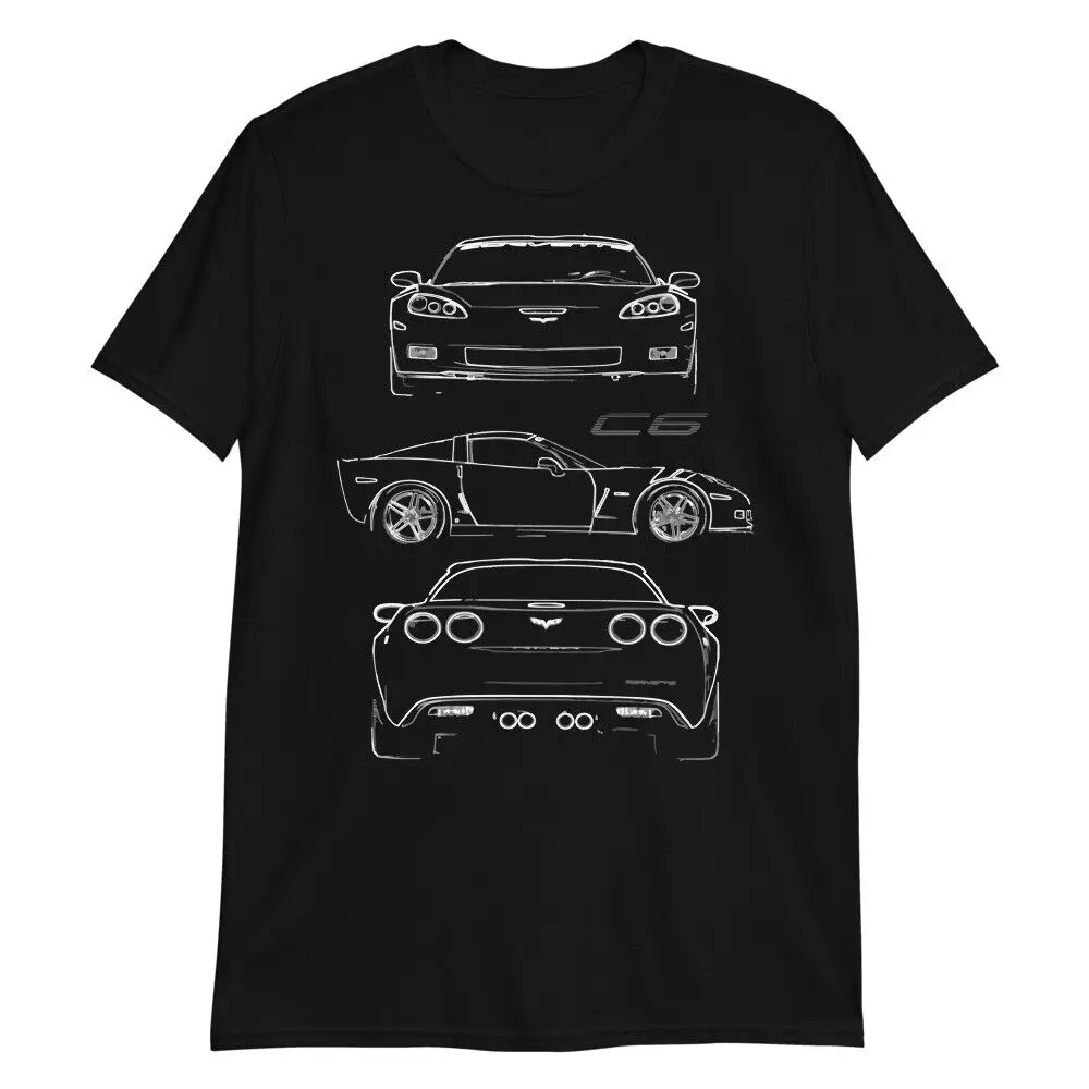 2007 vette C6 Z06 Besitzer Geschenk Custom Outline Art Kurzärmeliges Unisex T-Shirt